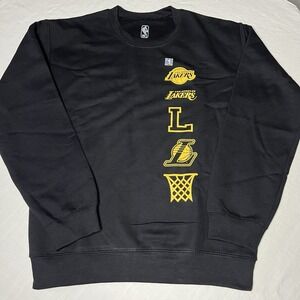 NBA Los Angeles Lakers Crewneck Sweatshirt Mens Small Black Yellow Logo Fleece